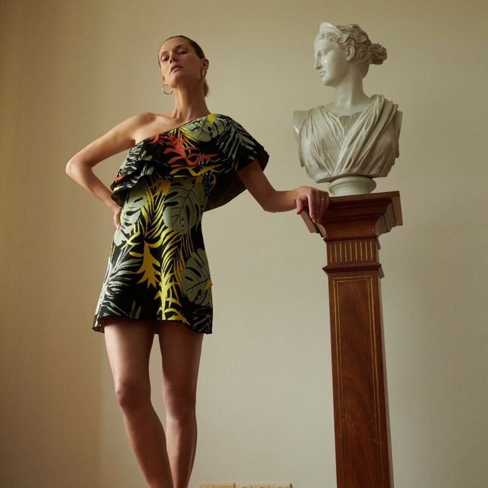 Tropical One-Shoulder Dress